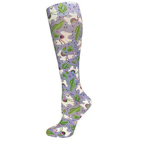 12" Soft Comfort Compression Socks Llamas Light blue Prestige