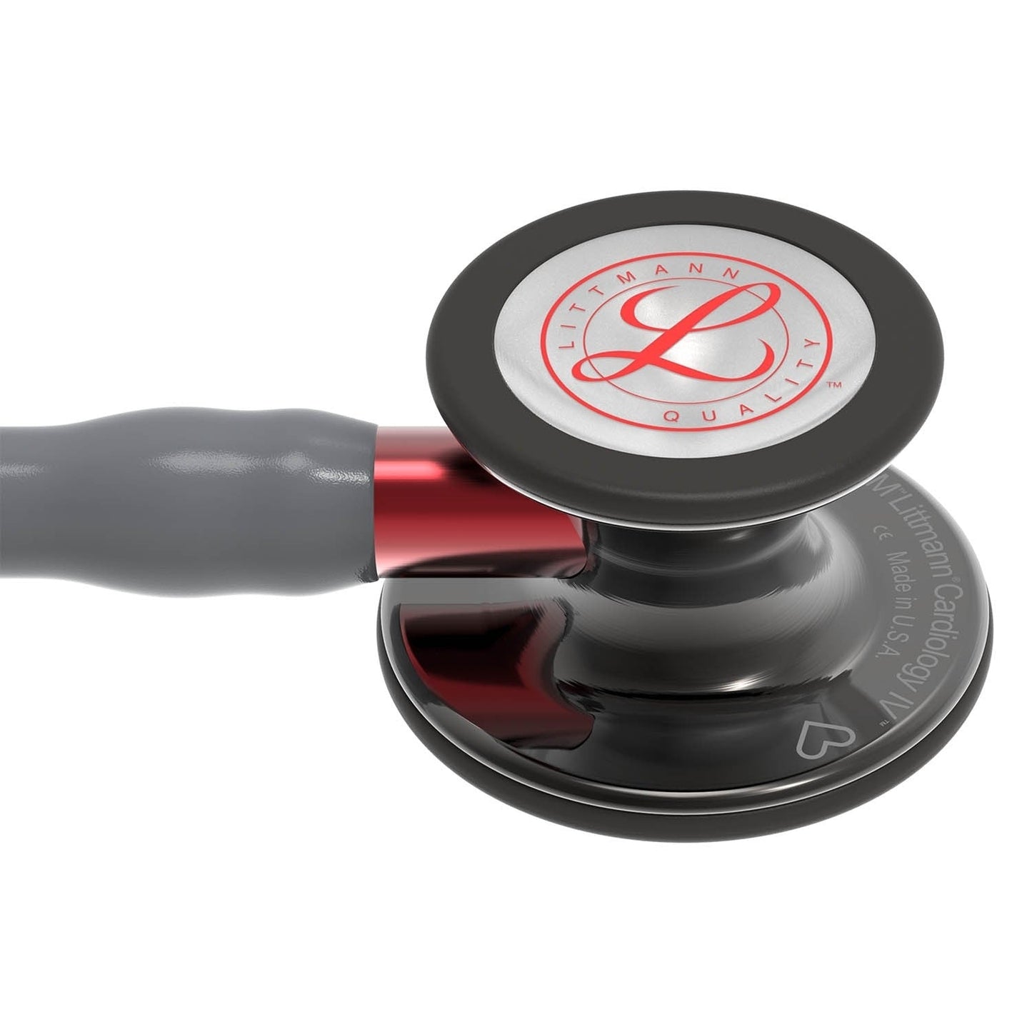 Littmann Cardiology IV Diagnostic Stethoscope: Grey & Smoke - Red Stem - Limited Edition 6183 - Over Engraved Stethoscopes 3M Littmann   