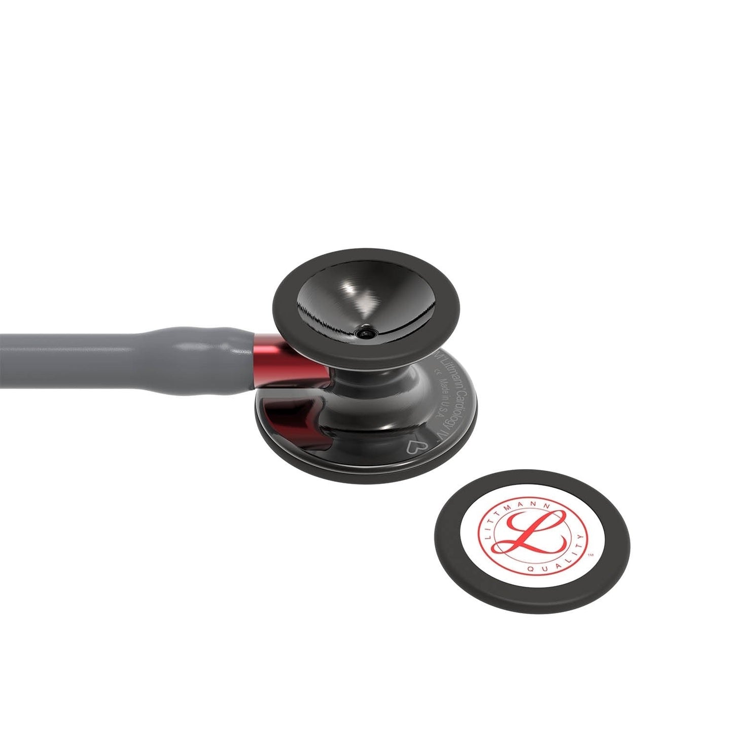 Littmann Cardiology IV Diagnostic Stethoscope: Grey & Smoke - Red Stem - Limited Edition 6183 - Over Engraved Stethoscopes 3M Littmann