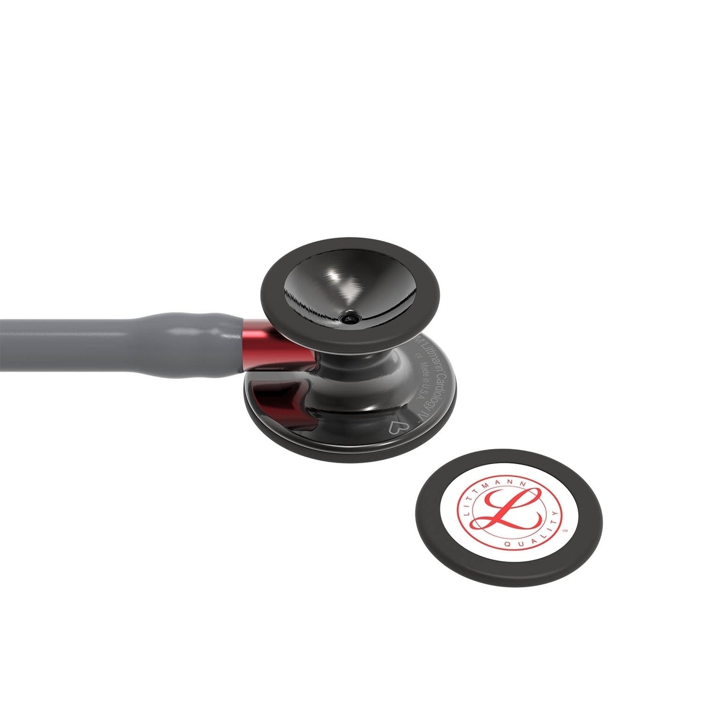 Littmann Cardiology IV Diagnostic Stethoscope: Grey & Smoke - Red Stem - Limited Edition 6183 - Over Engraved Stethoscopes 3M Littmann   