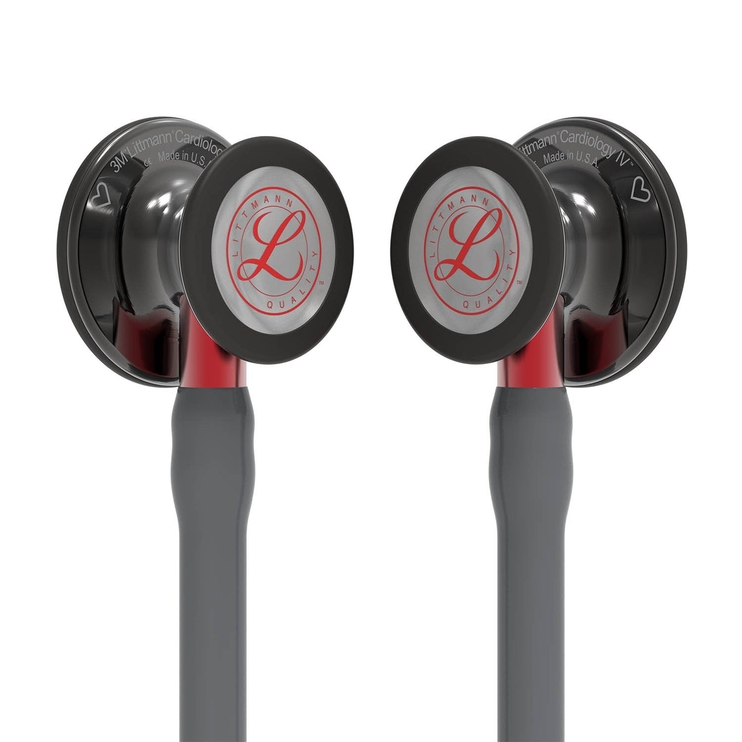 Littmann Cardiology IV Diagnostic Stethoscope: Grey & Smoke - Red Stem - Limited Edition 6183 - Over Engraved Stethoscopes 3M Littmann   