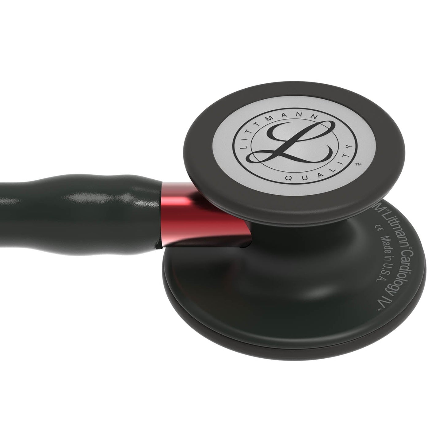 Littmann Cardiology IV Diagnostic Stethoscope: Black & Black - Red Stem 6200 - Over Engraved Stethoscopes 3M Littmann   