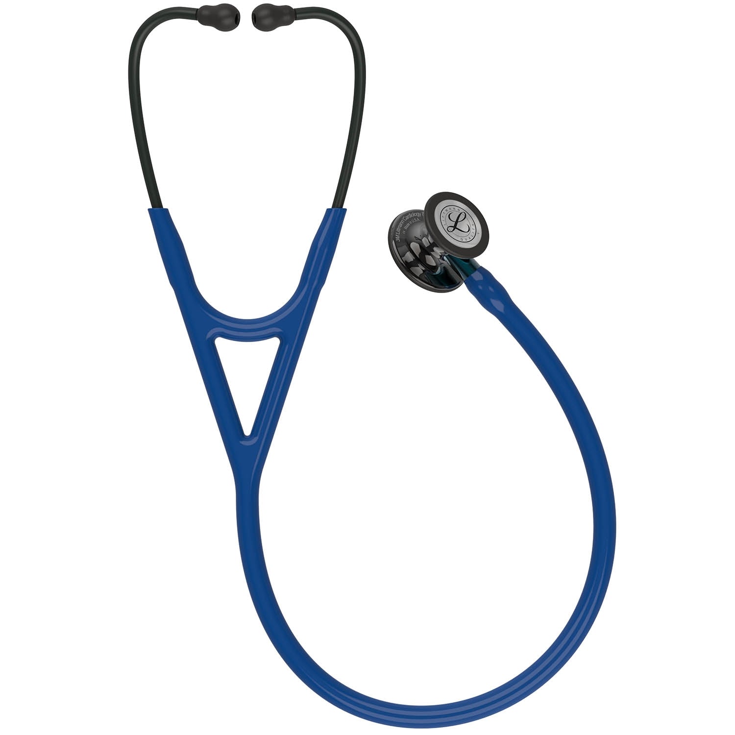 Littmann Cardiology IV Diagnostic Stethoscope: Polished Smoke & Navy - Blue Stem 6202 - Over Engraved Stethoscopes 3M Littmann   