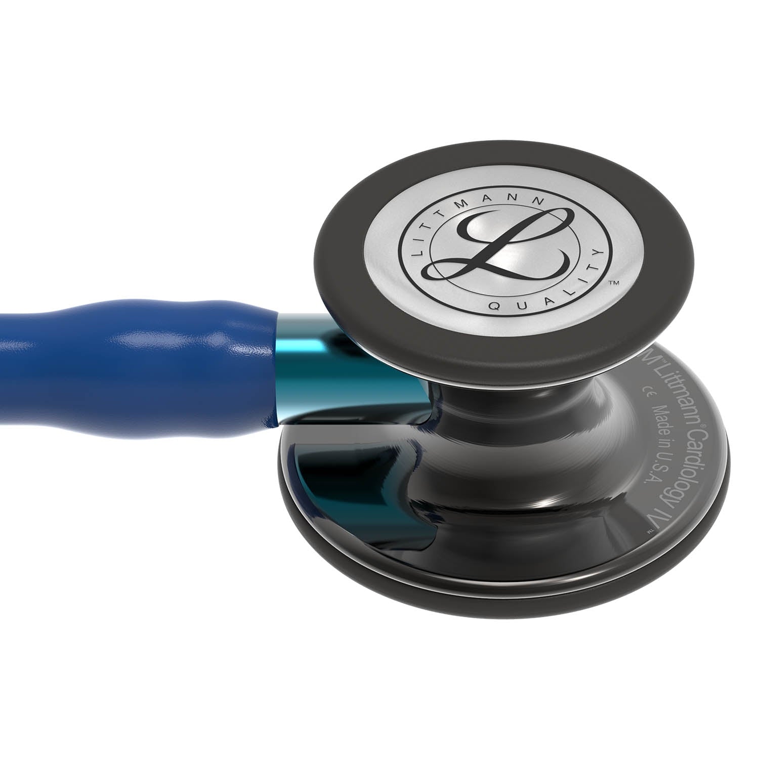 Littmann Cardiology IV Diagnostic Stethoscope: Polished Smoke & Navy - Blue Stem 6202 - Over Engraved Stethoscopes 3M Littmann   