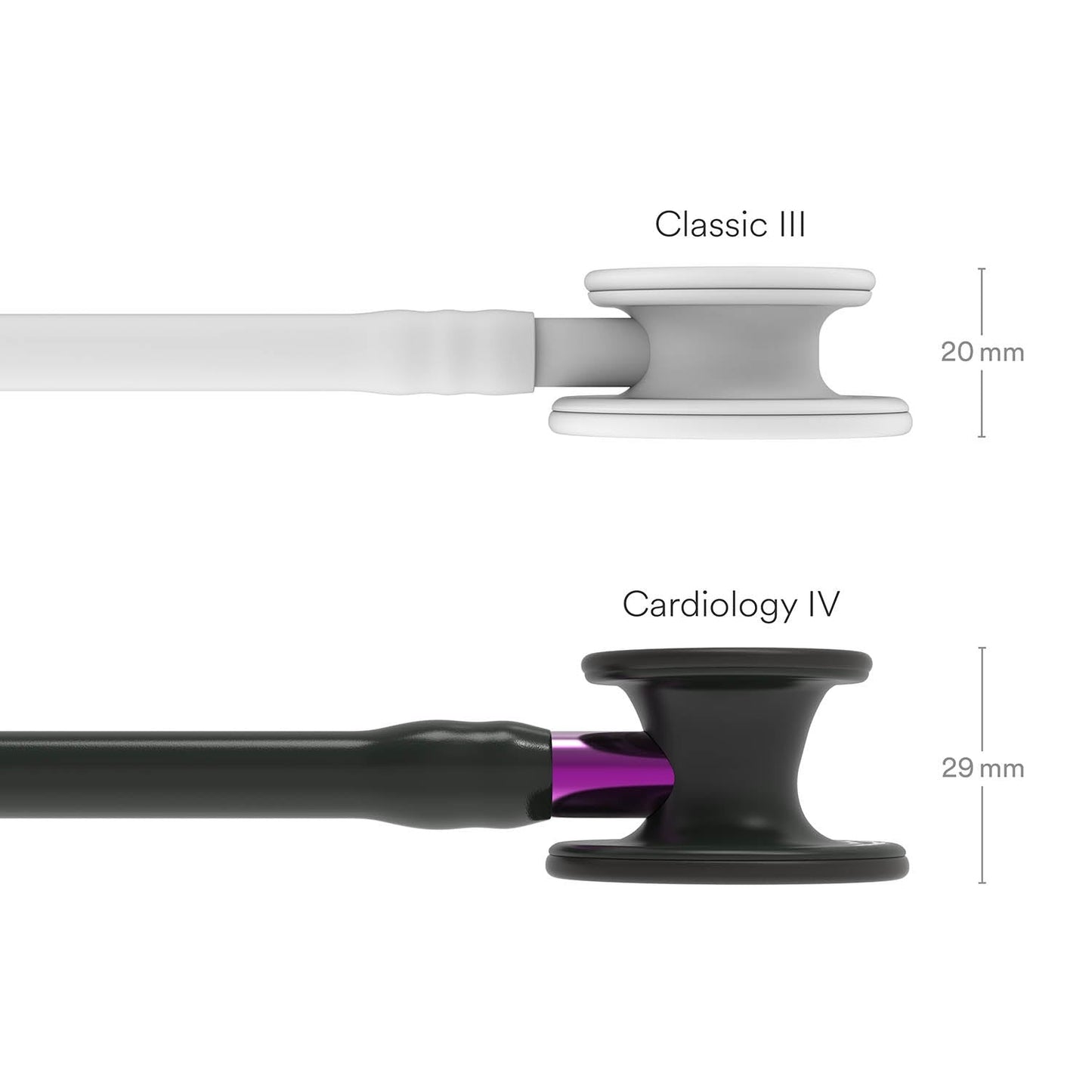 Littmann Cardiology IV Diagnostic Stethoscope: Black & Black - Violet Stem 6203 - Over Engraved Stethoscopes 3M Littmann   