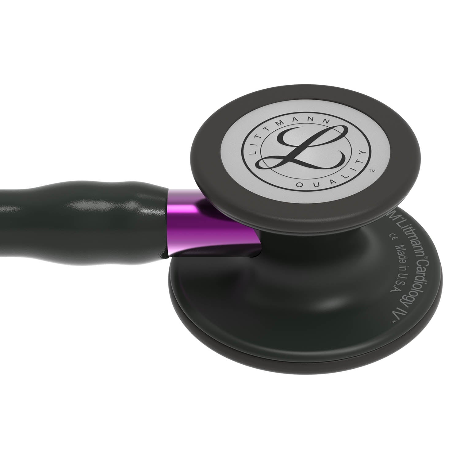 Littmann Cardiology IV Diagnostic Stethoscope: Black & Black - Violet Stem 6203 - Over Engraved Stethoscopes 3M Littmann   