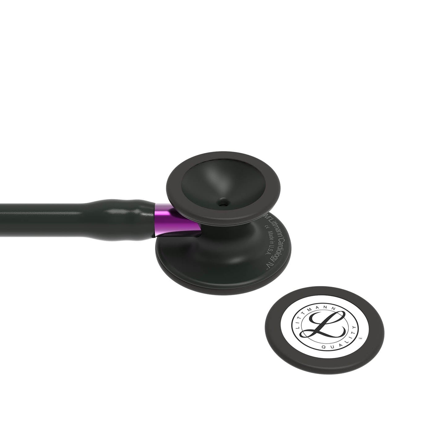 Littmann Cardiology IV Diagnostic Stethoscope: Black & Black - Violet Stem 6203 - Over Engraved Stethoscopes 3M Littmann