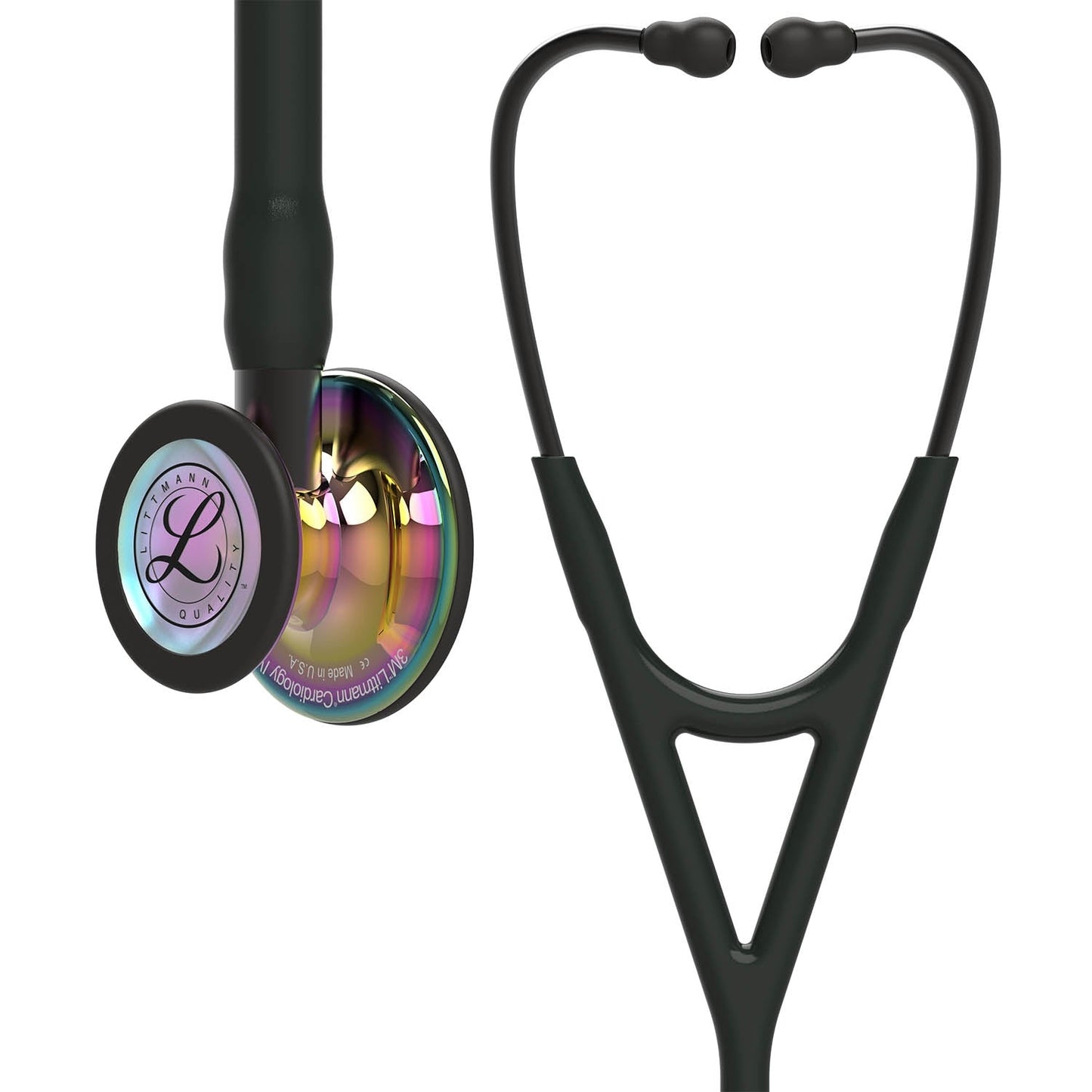 Littmann Cardiology IV Diagnostic Stethoscope: Polished Rainbow & Black - Smoke Stem 6240 - Over Engraved Stethoscopes 3M Littmann