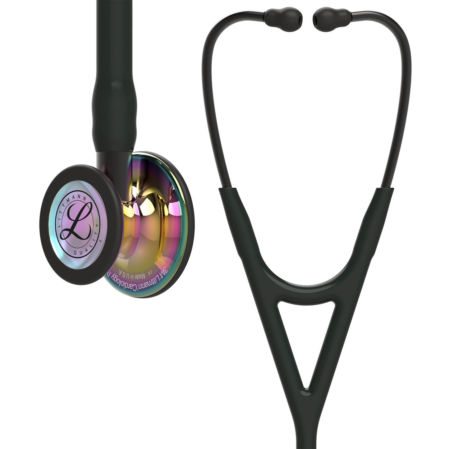 Littmann Cardiology IV Diagnostic Stethoscope: Polished Rainbow & Black - Smoke Stem 6240 - Over Engraved Stethoscopes 3M Littmann   