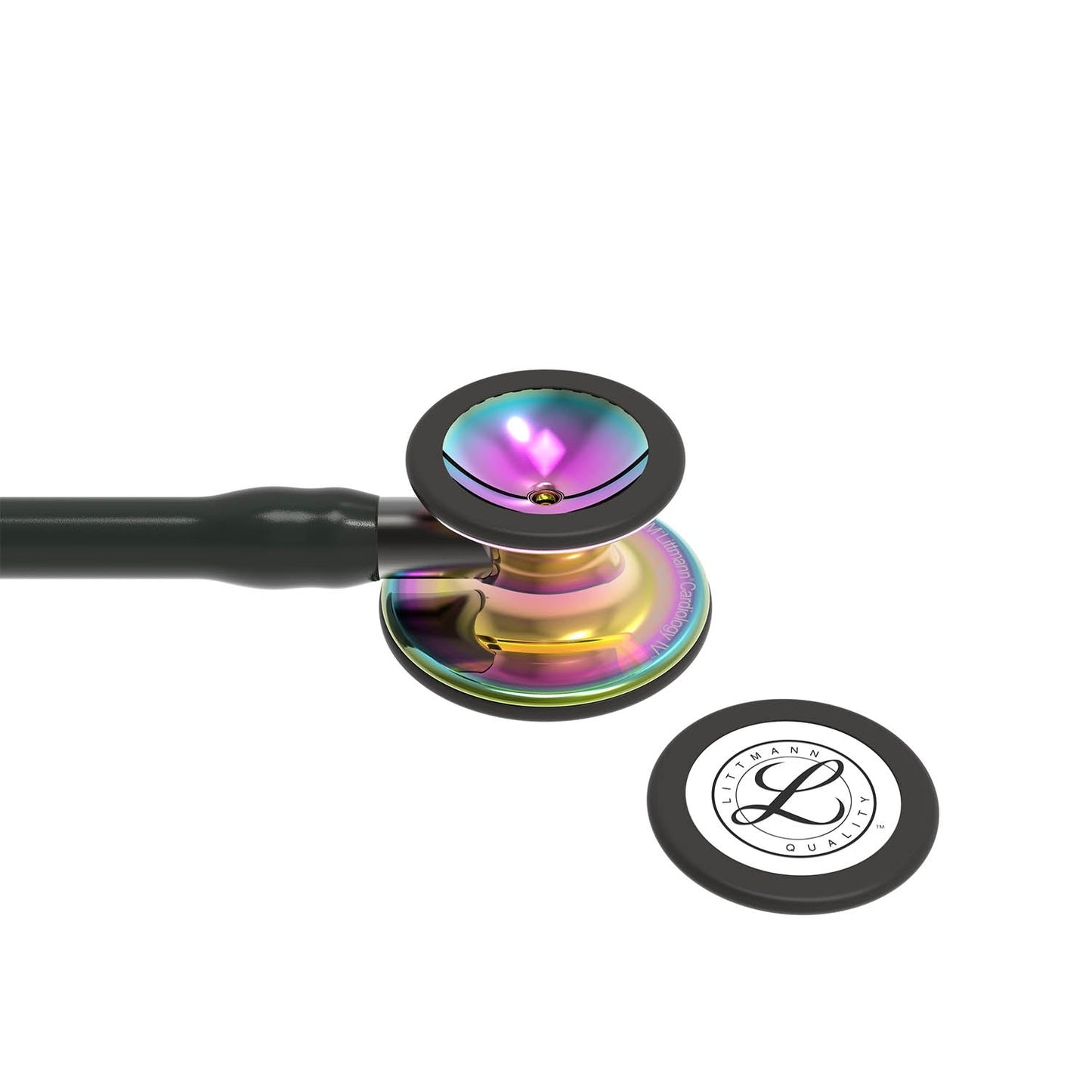 Littmann Cardiology IV Diagnostic Stethoscope: Polished Rainbow & Black - Smoke Stem 6240 - Over Engraved Stethoscopes 3M Littmann   