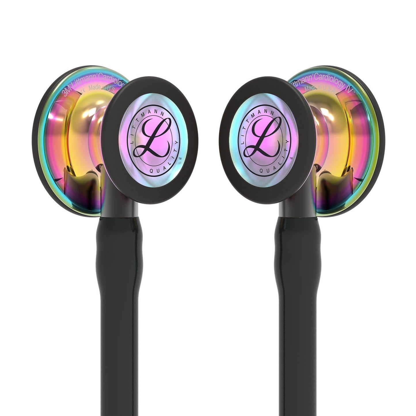 Littmann Cardiology IV Diagnostic Stethoscope: Polished Rainbow & Black - Smoke Stem 6240 - Over Engraved Stethoscopes 3M Littmann   