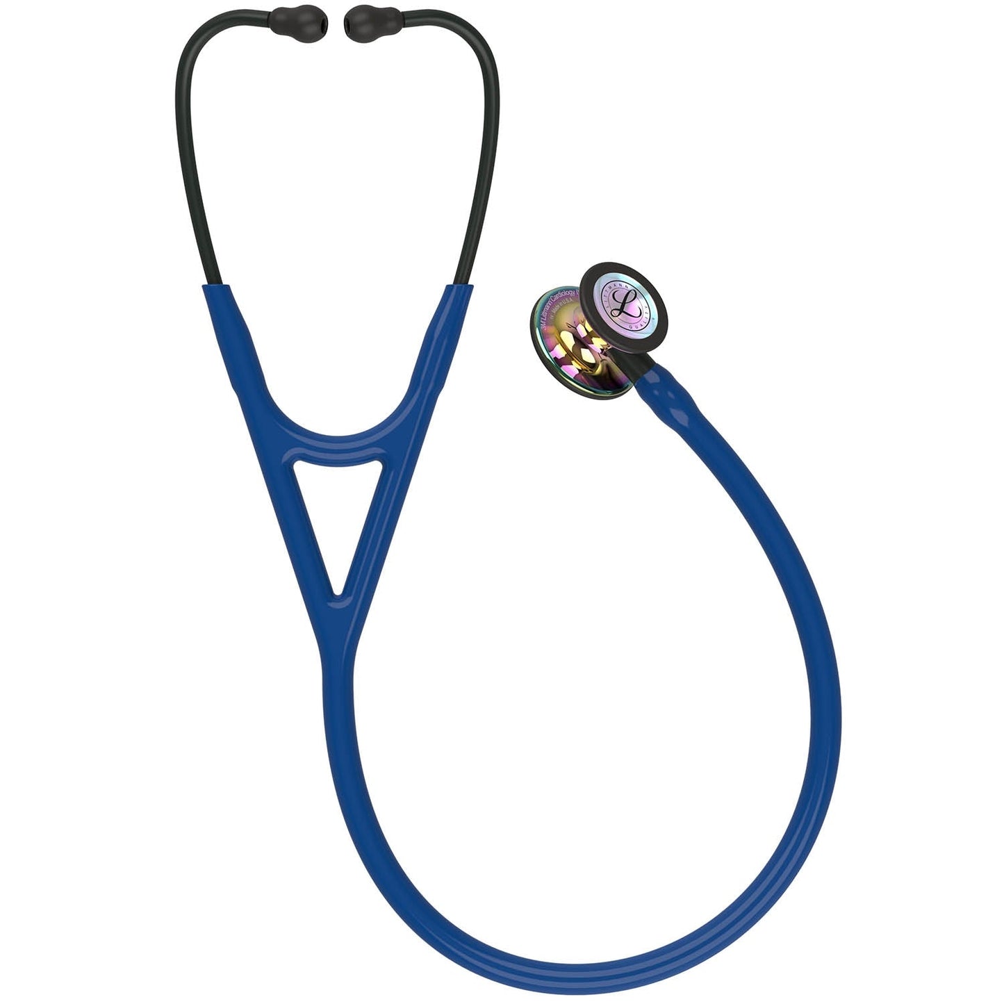 Littmann Cardiology IV Diagnostic Stethoscope: Polished Rainbow & Navy - Black Stem 6242- Over Engraved Stethoscopes 3M Littmann