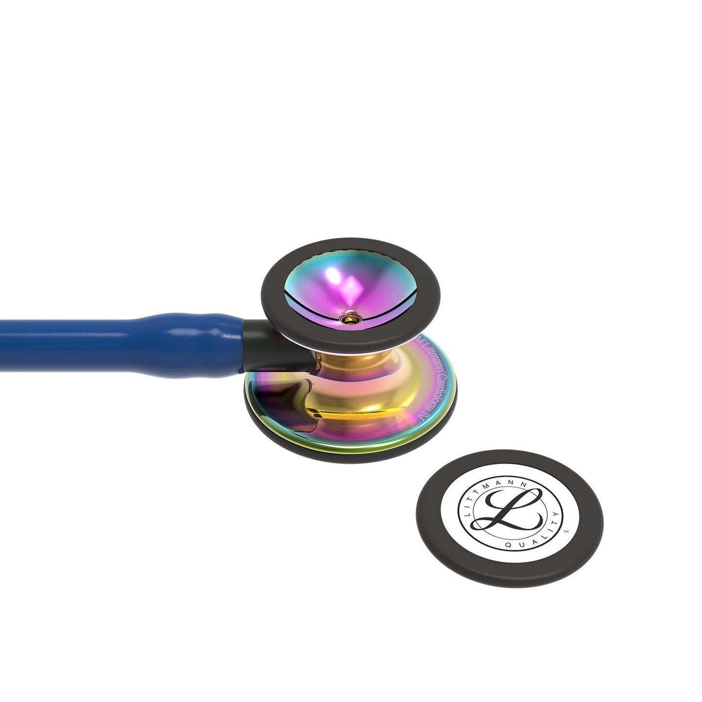 Littmann Cardiology IV Diagnostic Stethoscope: Polished Rainbow & Navy - Black Stem 6242- Over Engraved Stethoscopes 3M Littmann   