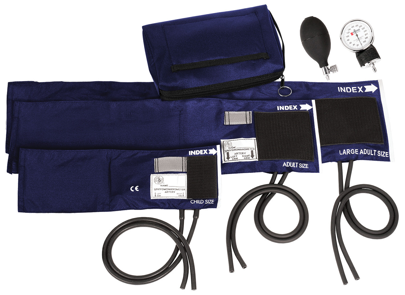 3-in-1 Aneroid Sphygmomanometer Set with Carry Case Stethoscopes Prestige Navy Blue