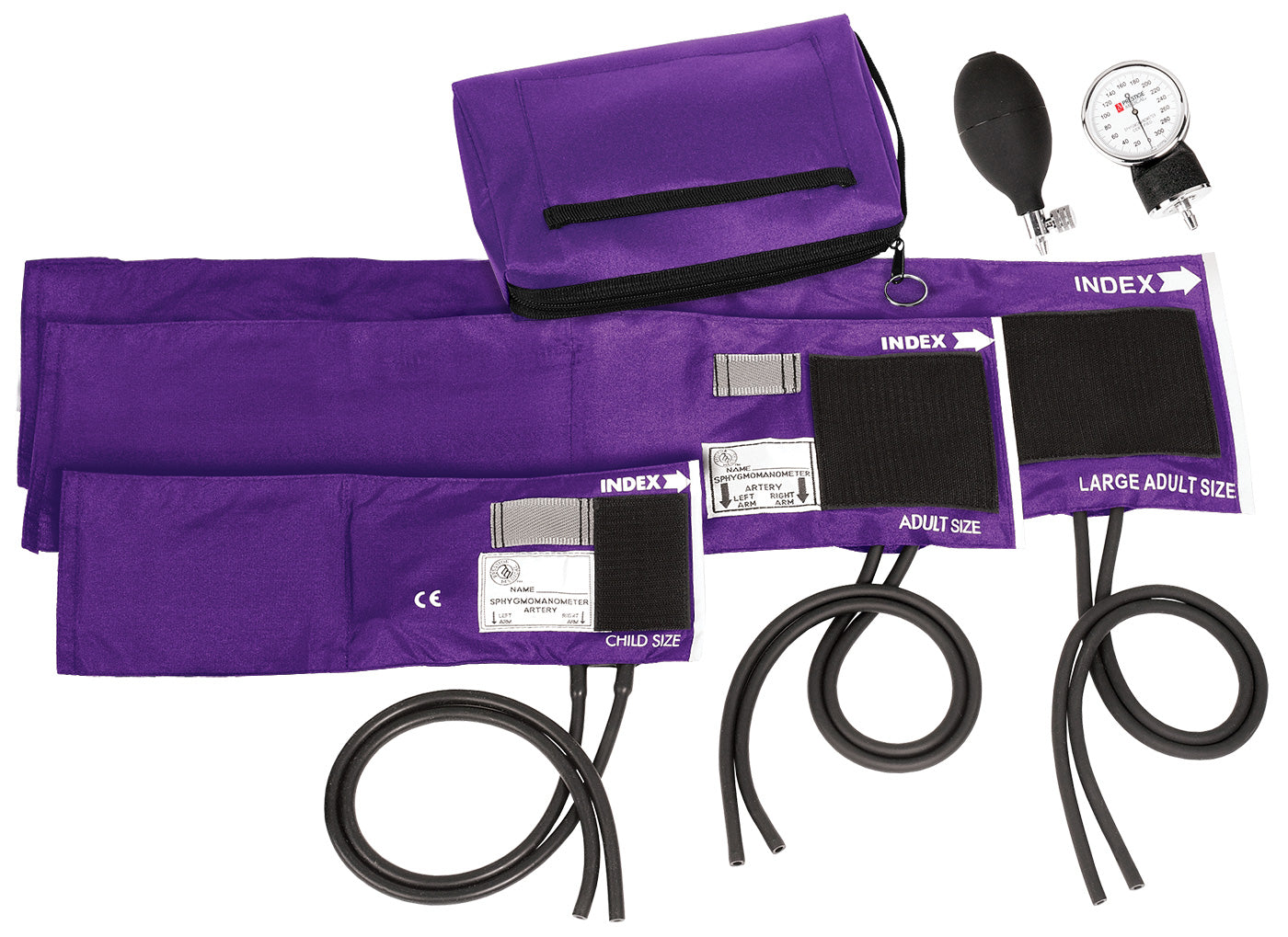 3-in-1 Aneroid Sphygmomanometer Set with Carry Case Stethoscopes Prestige Purple