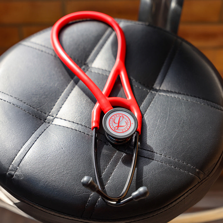 Littmann Cardiology IV Diagnostic Stethoscope: Red & Smoke - Limited Edition Featuring Red Logo Diaphragm & Engraved Heart 6182 Stethoscopes 3M Littmann