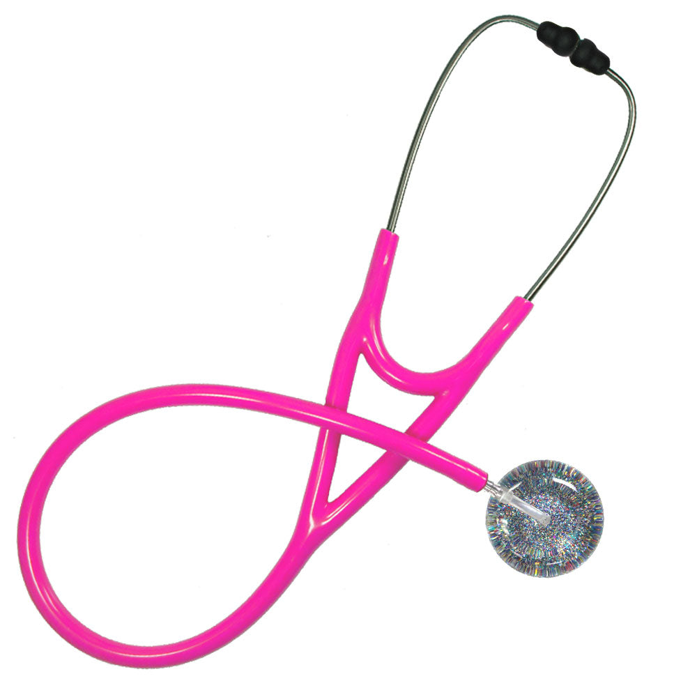 Ultrascope Adult Single Stethoscope - Multi-Glitter Stethoscopes Ultrascope Hot Pink  