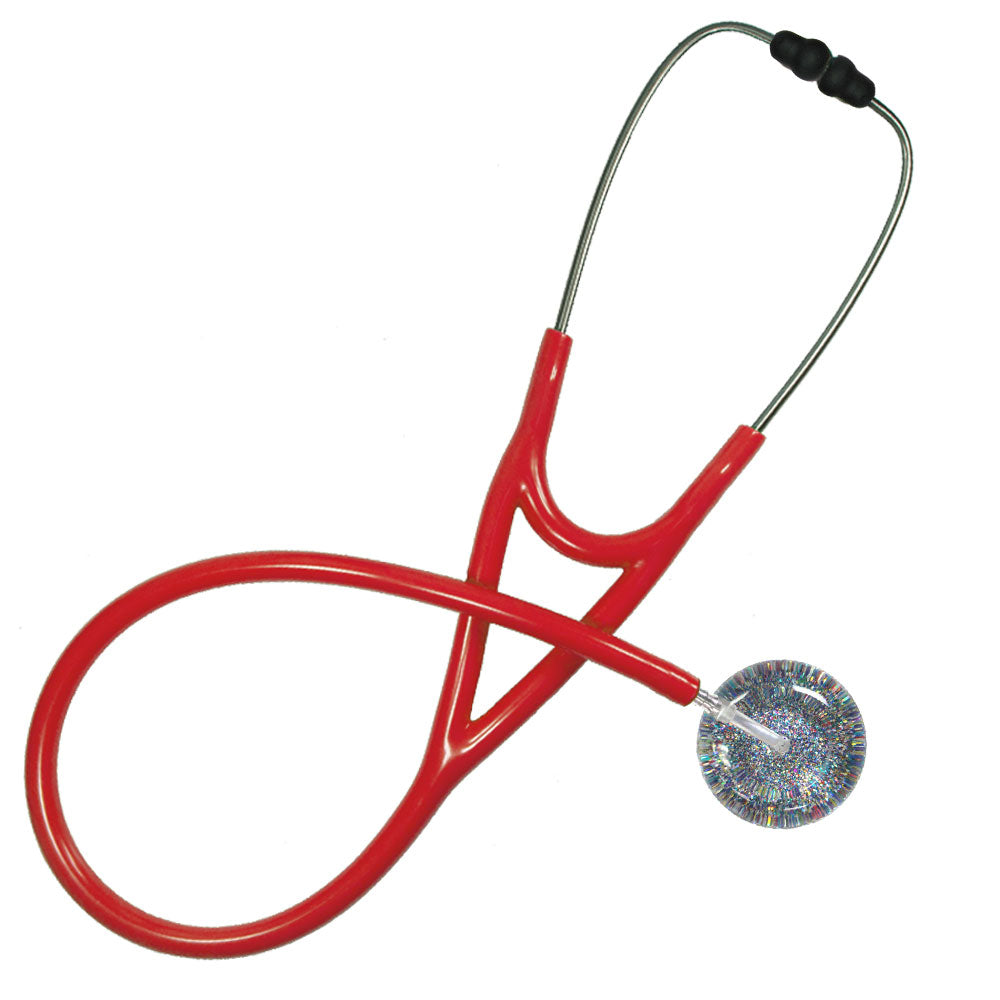 Ultrascope Adult Single Stethoscope - Multi-Glitter Stethoscopes Ultrascope Red