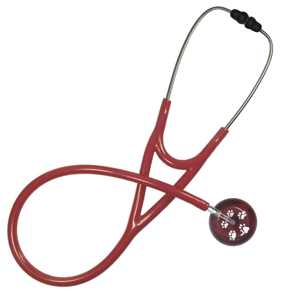 Ultracope Adult Single Stethoscope - Paw Prints Stethoscopes Ultrascope Burgundy  