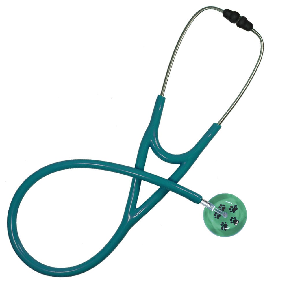 Ultrascope Pediatric Single Stethoscope - Paw Prints Stethoscopes Ultrascope Teal  