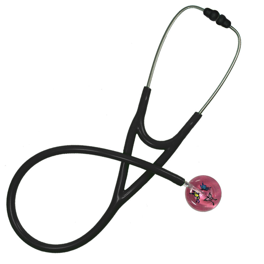 Ultrascope Adult Single Stethoscope - Butterflies Stethoscopes Ultrascope Light Pink  