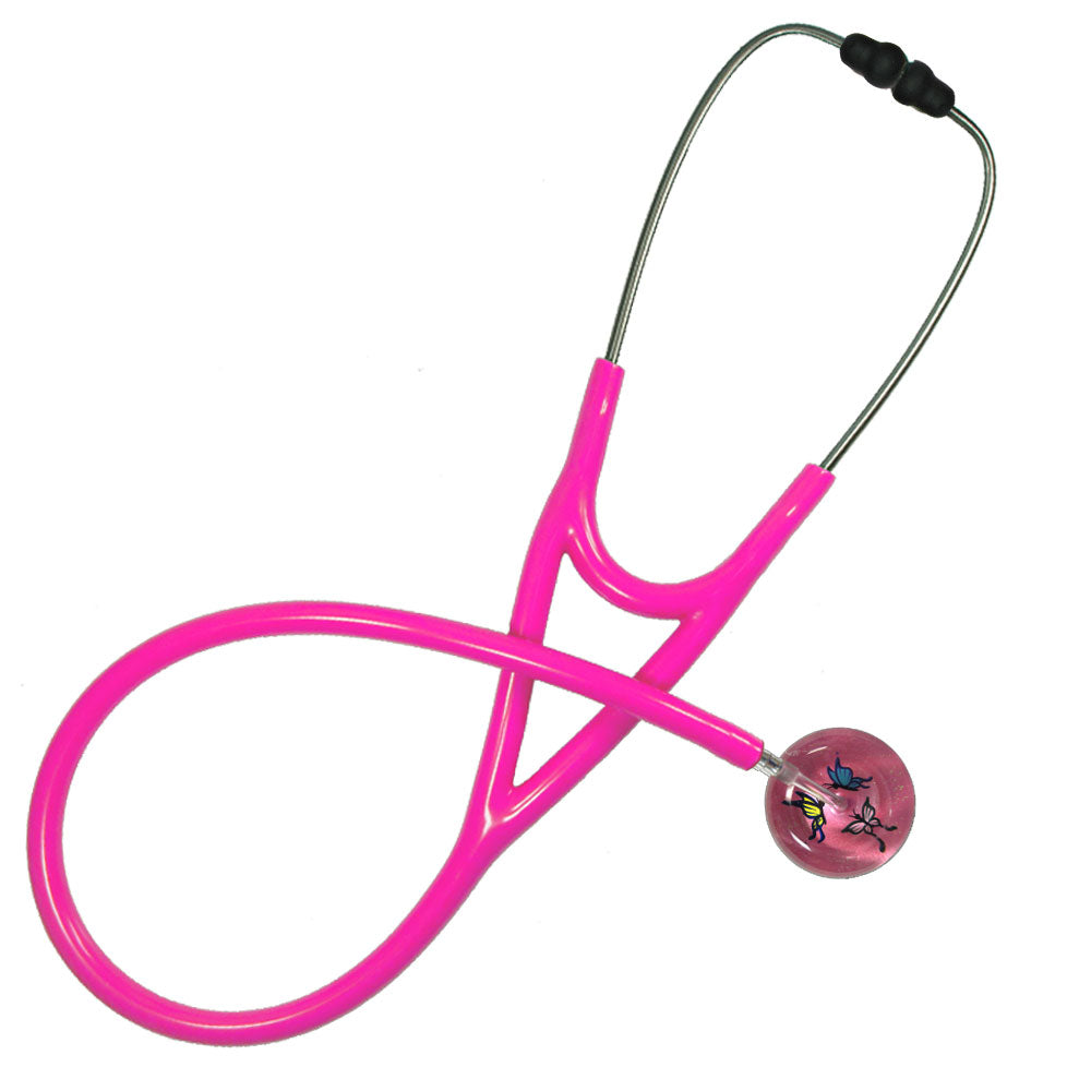 Ultrascope Adult Single Stethoscope - Butterflies Stethoscopes Ultrascope Hot Pink  