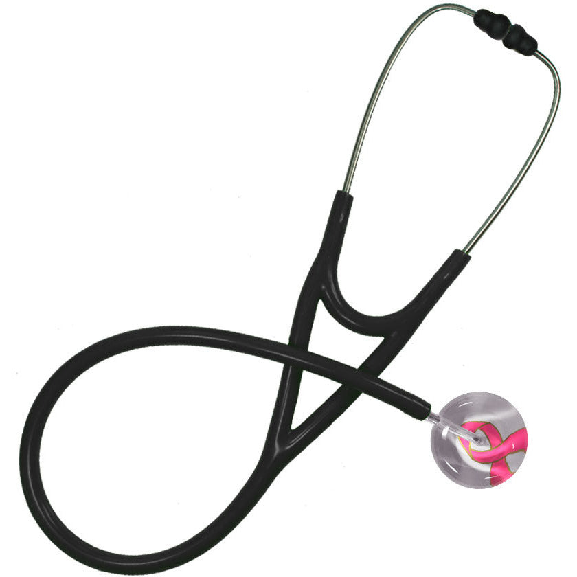 Ultrascope Adult Single Stethoscope - Pink Ribbon Stethoscopes Ultrascope Black