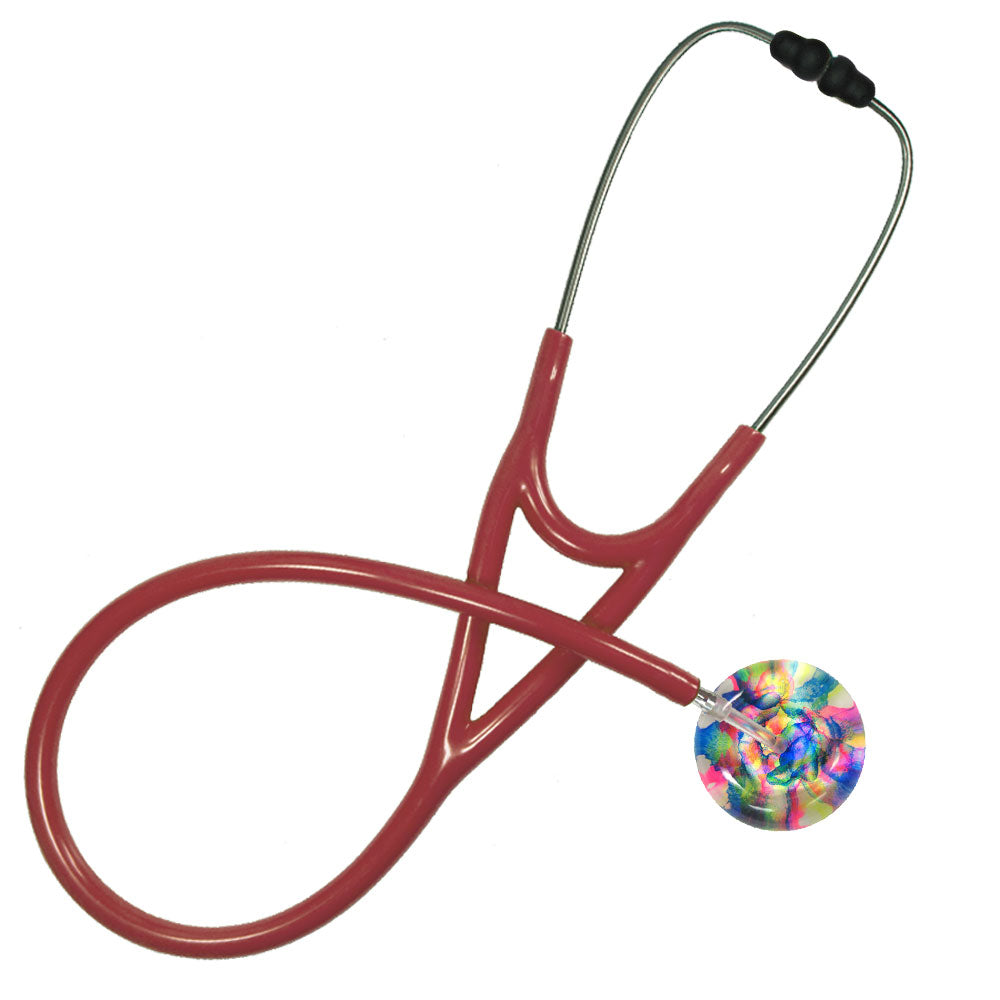 Ultrascope Adult Single Stethoscope - Tie Dye Stethoscopes Ultrascope Burgundy  