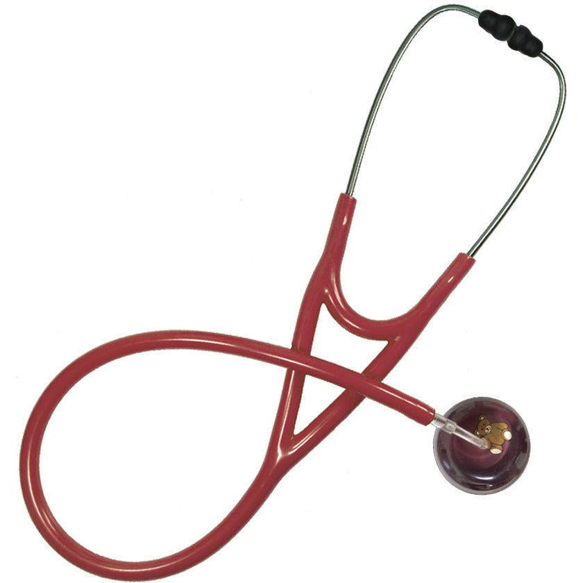 Ultrascope Adult Single Stethoscope - Teddy Bear Stethoscopes Ultrascope Burgundy  