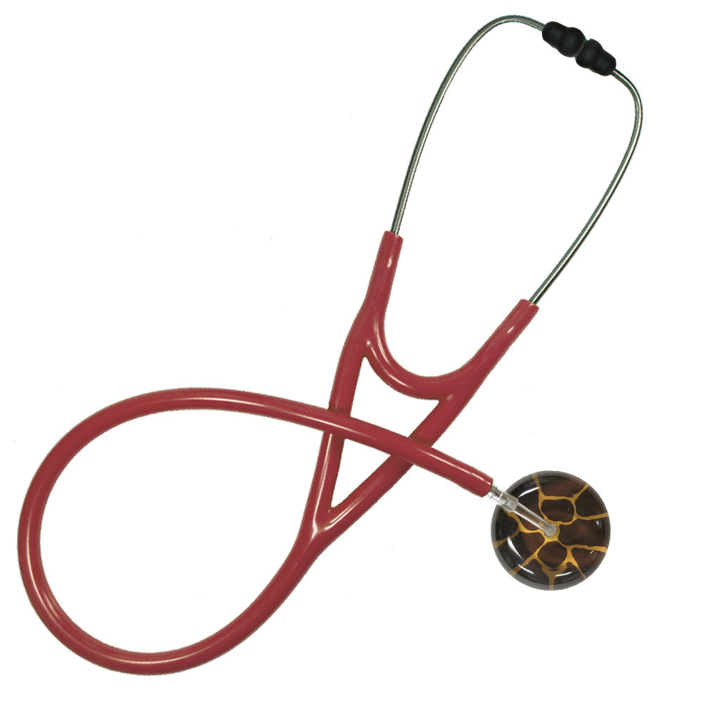 Ultrascope Adult Single Stethoscope - Giraffe Print Stethoscopes Ultrascope Burgundy  