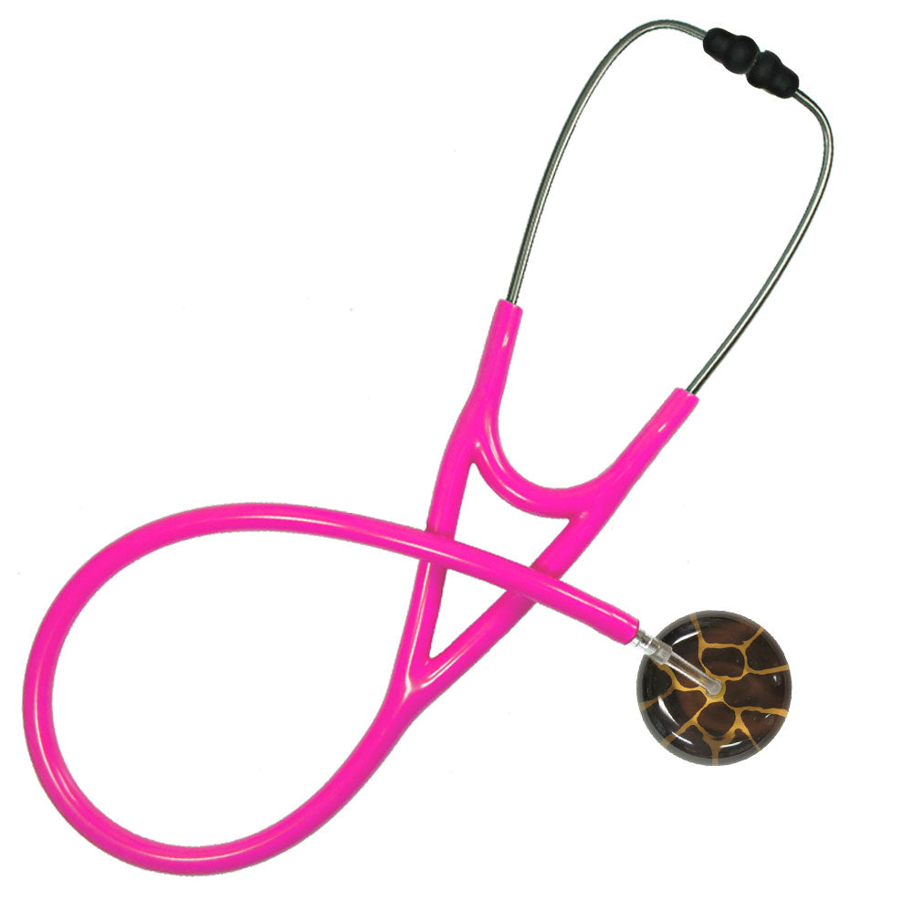 Ultrascope Adult Single Stethoscope - Giraffe Print Stethoscopes Ultrascope Hot Pink  