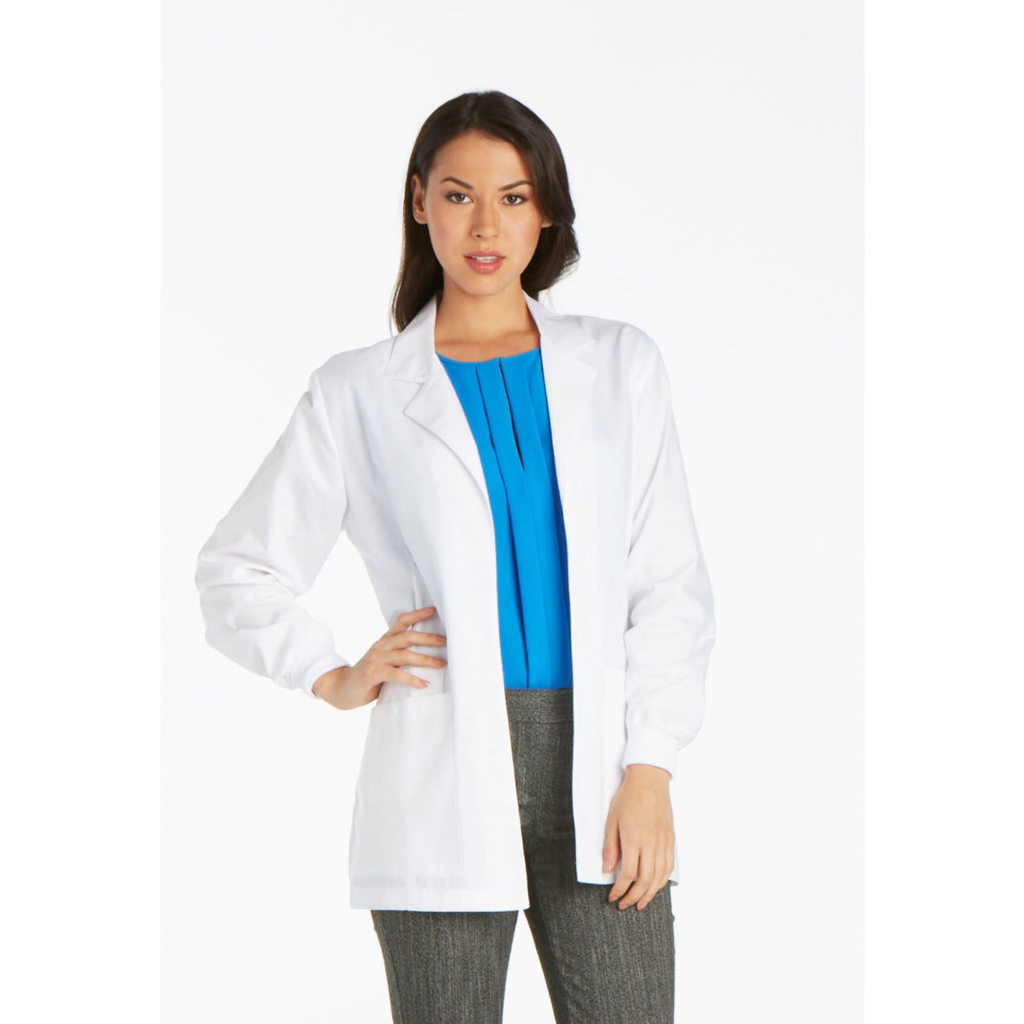 Lab Coat with Rib Knit Cuffs - Length: 30" Scrubs Cherokee
