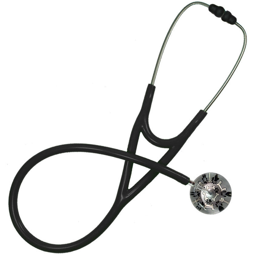 Ultrascope Adult Single Stethoscope - Pawprints & Bones Stethoscopes Ultrascope Black  