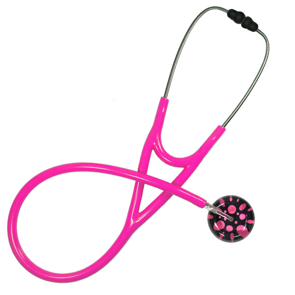 Ultrascope Adult Single Stethoscope - Polka Dot Stethoscopes Ultrascope Hot Pink  