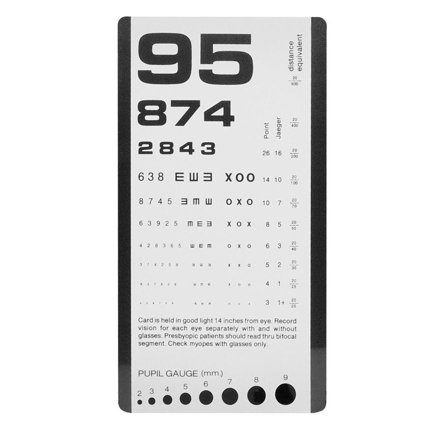 Pocket Eye Chart - 16cm x 9cm  Prestige   