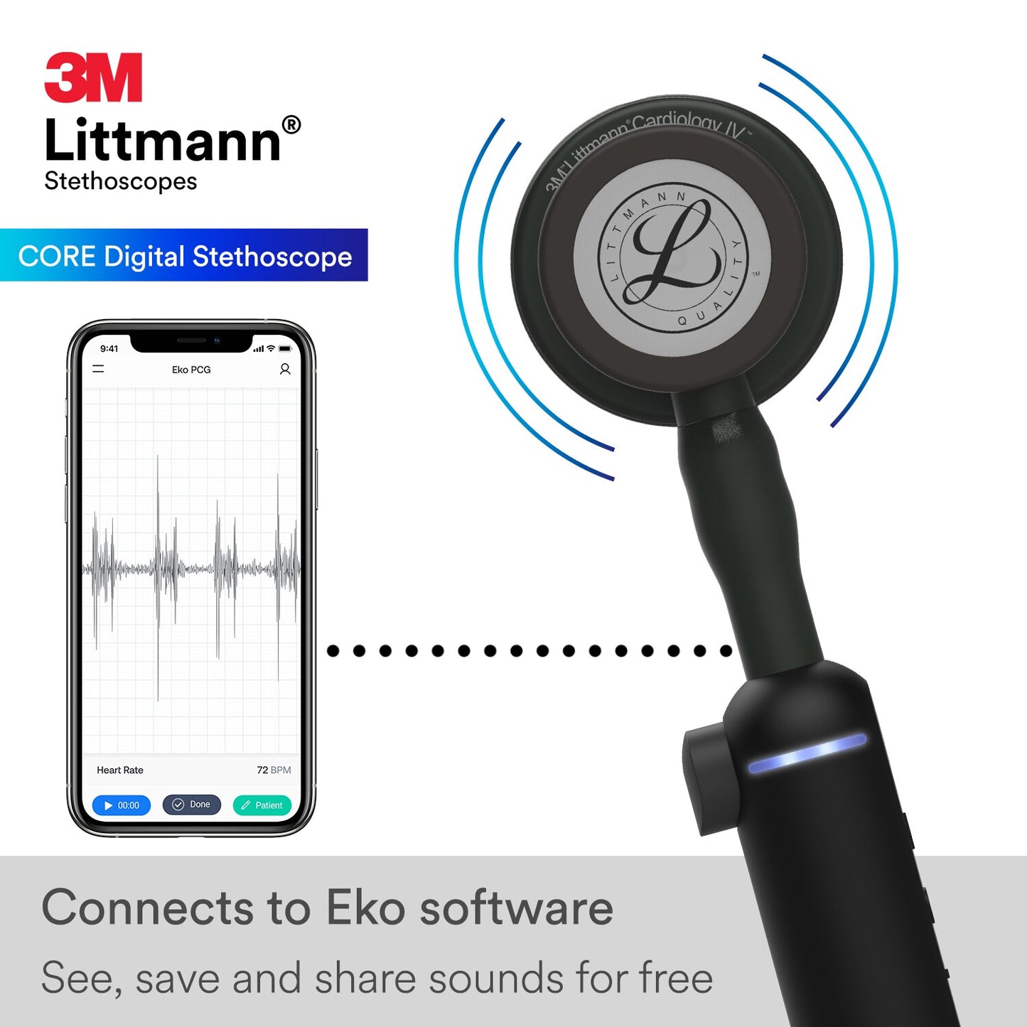 3M™ Littmann® CORE Digital Stethoscope - Black 8480 Stethoscopes 3M Littmann