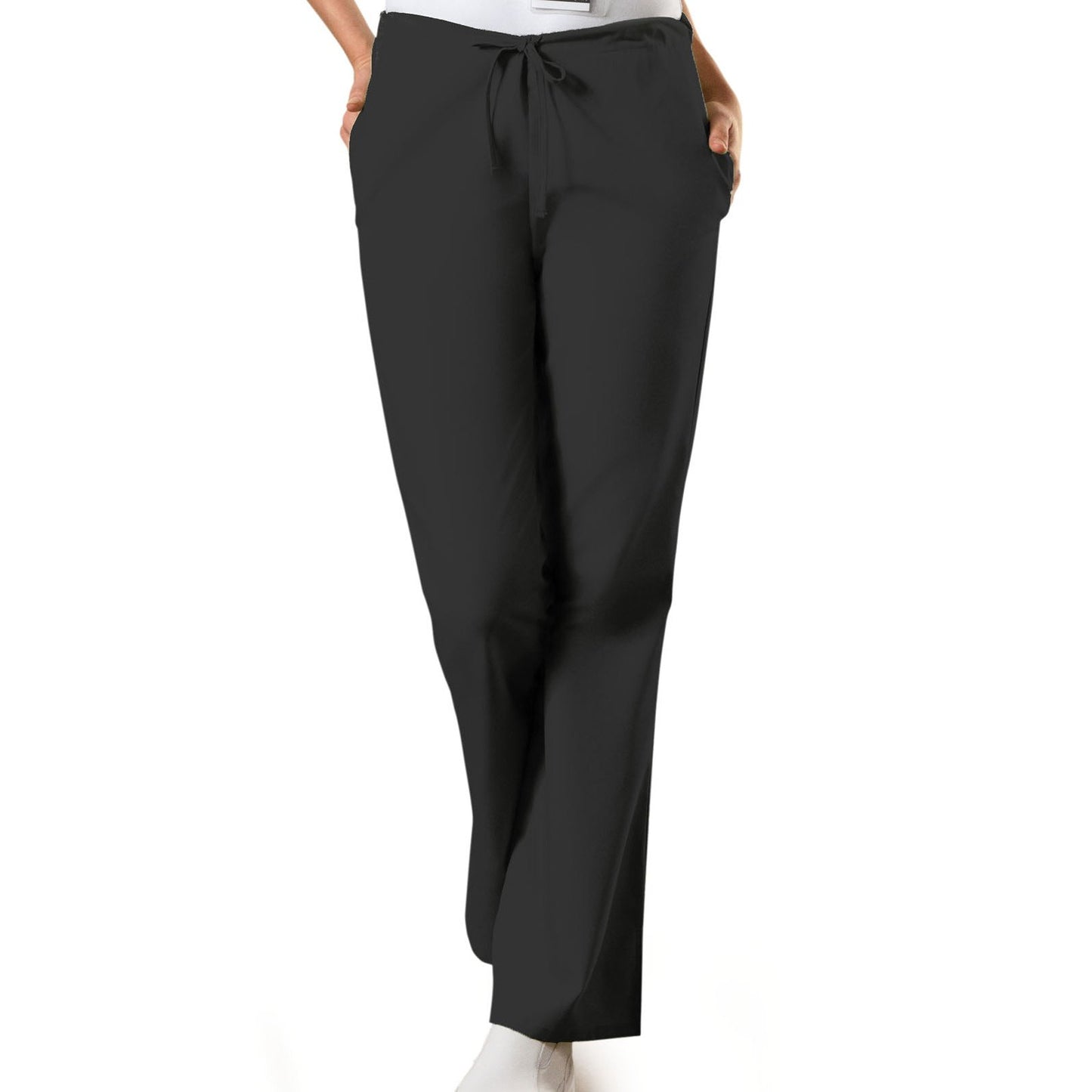 Cherokee WorkWear Women's Flare Leg Drawstring Scrub Pant - Petite Scrubs Cherokee 2XL Black 