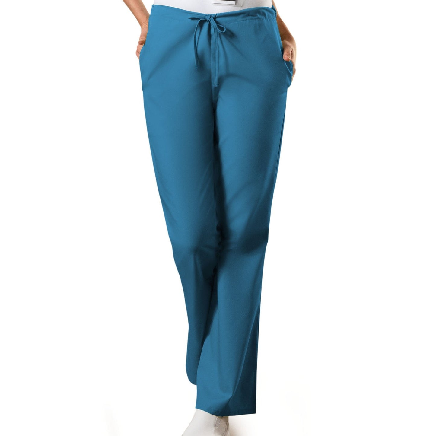 Cherokee WorkWear Women's Flare Leg Drawstring Scrub Pant - Petite Scrubs Cherokee XXS Caribbean Blue