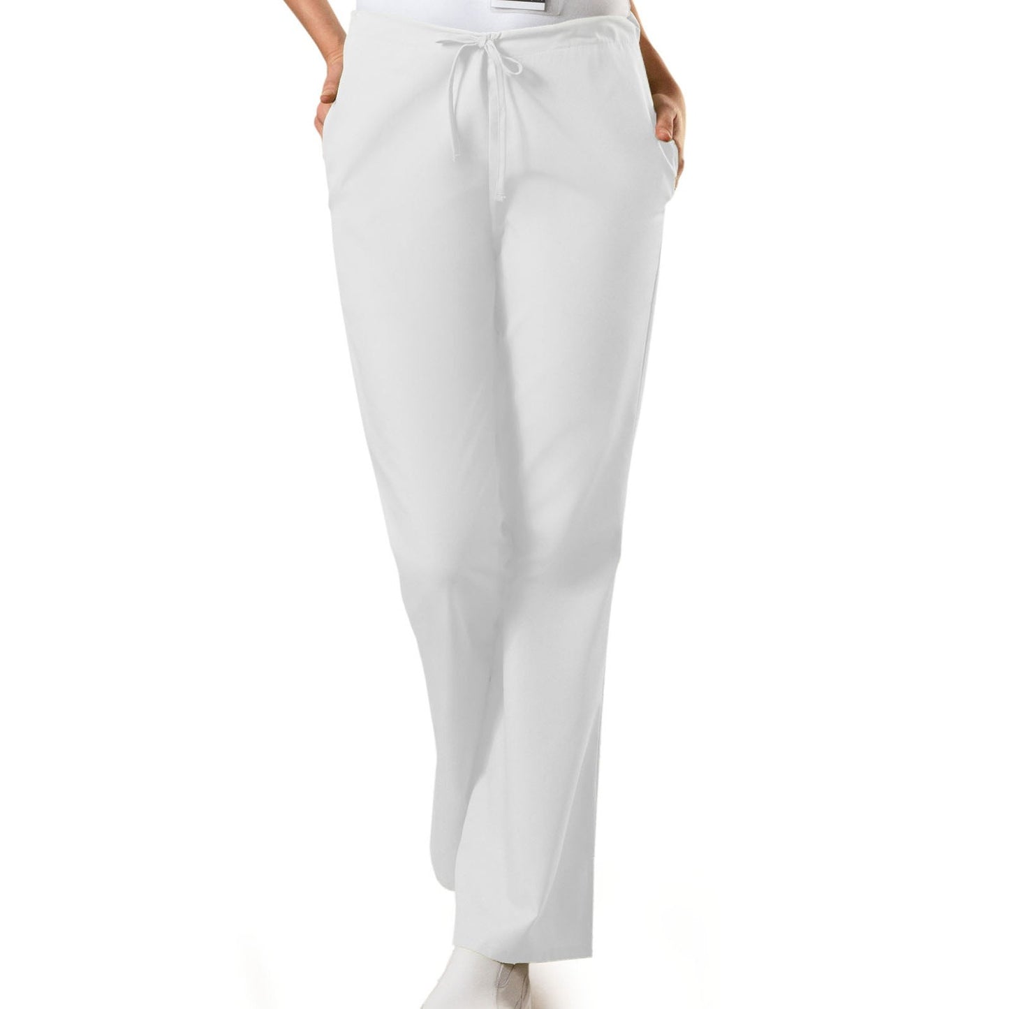 Cherokee WorkWear Women's Flare Leg Drawstring Scrub Pant - Petite Scrubs Cherokee XXS White
