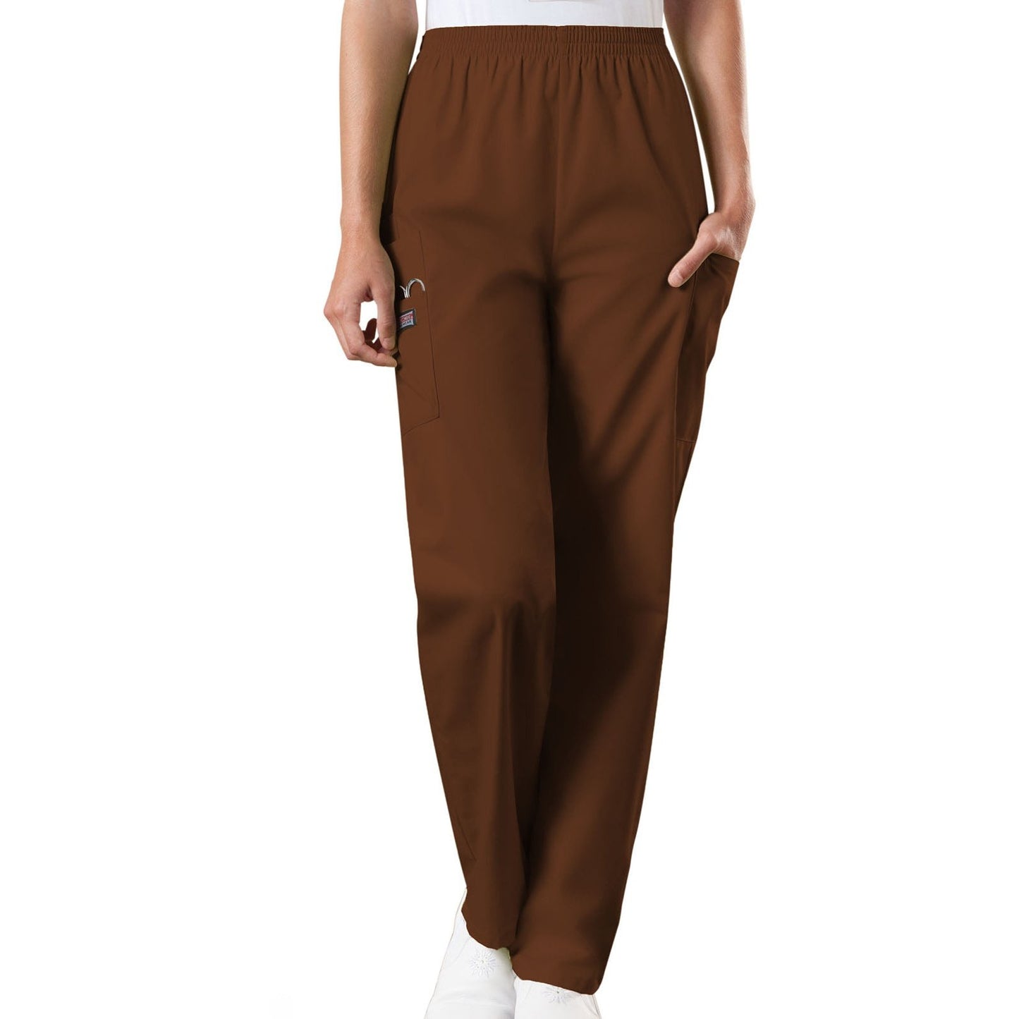 Cherokee WorkWear Women's Elastic Waist Scrub Pant - Tall Scrubs Cherokee 2XL Chocolate 