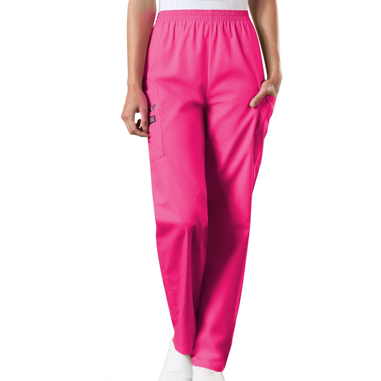 Cherokee WorkWear Women's Elastic Waist Scrub Pant - Tall Scrubs Cherokee S Shocking Pink