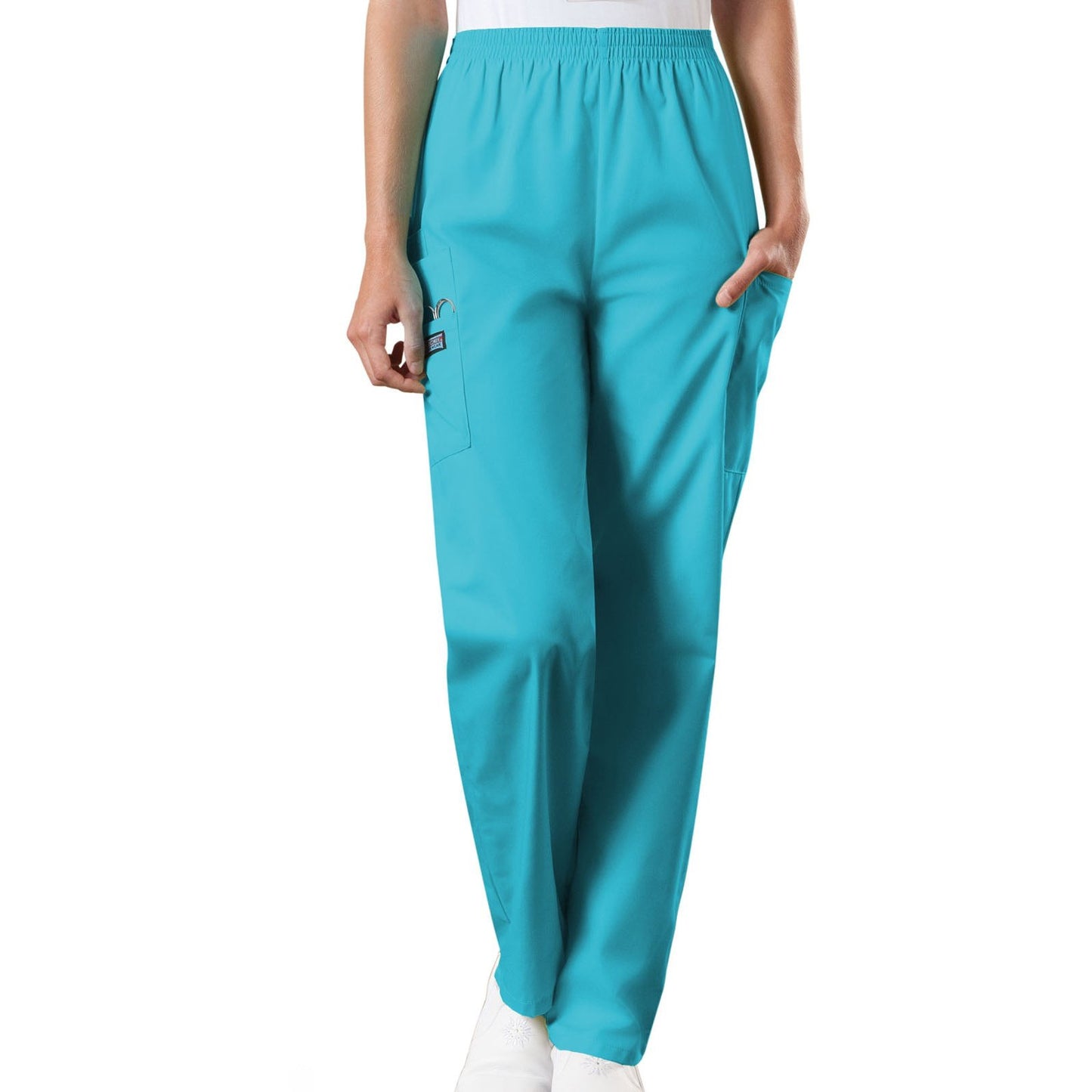 Cherokee WorkWear Women's Elastic Waist Scrub Pant - Tall Scrubs Cherokee S Turquoise