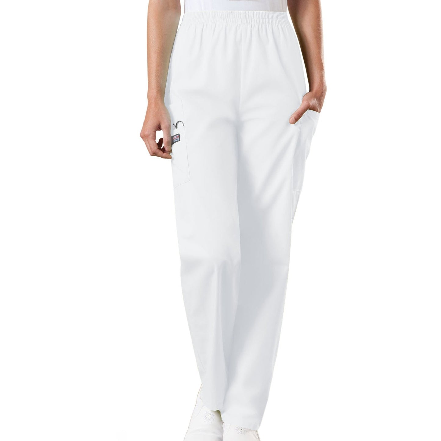 Cherokee WorkWear Women's Elastic Waist Scrub Pant - Tall Scrubs Cherokee XS White