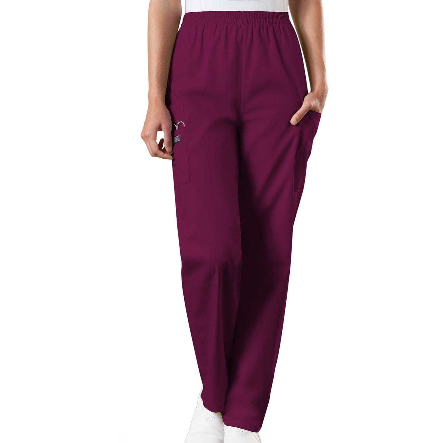 Cherokee WorkWear Women's Elastic Waist Scrub Pant - Tall Scrubs Cherokee 2XL Wine 