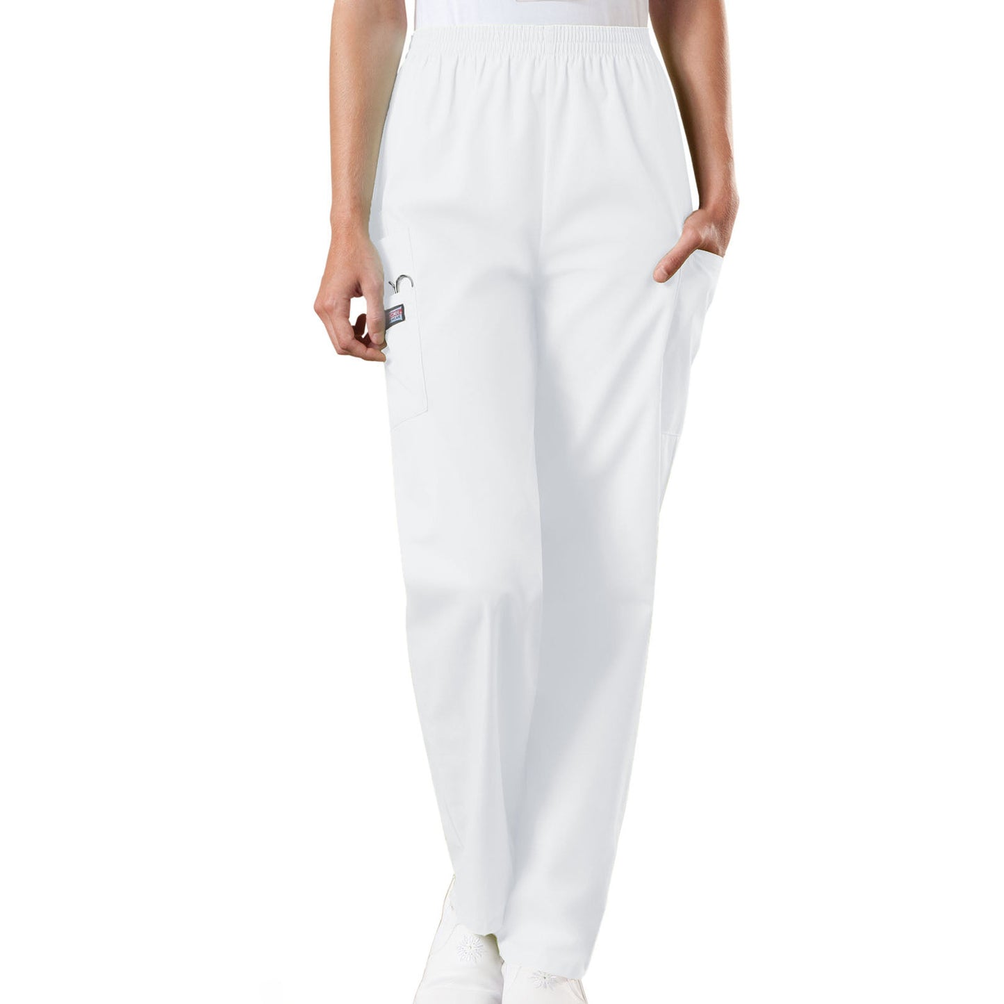 Cherokee WorkWear Women's Elastic Waist Scrub Pant Cherokee L White