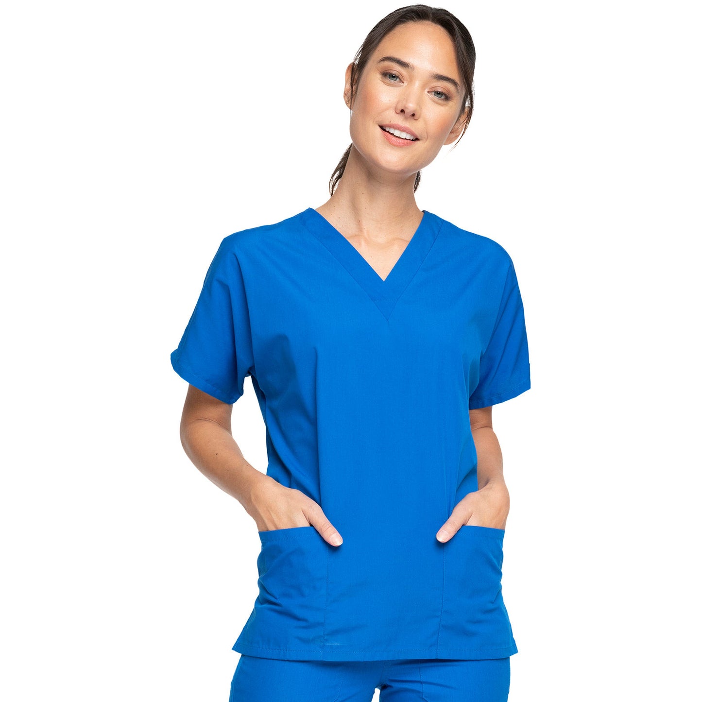 Cherokee WorkWear Women's V-Neck Tunic Scrub Top Cherokee 2XL Royal Blue