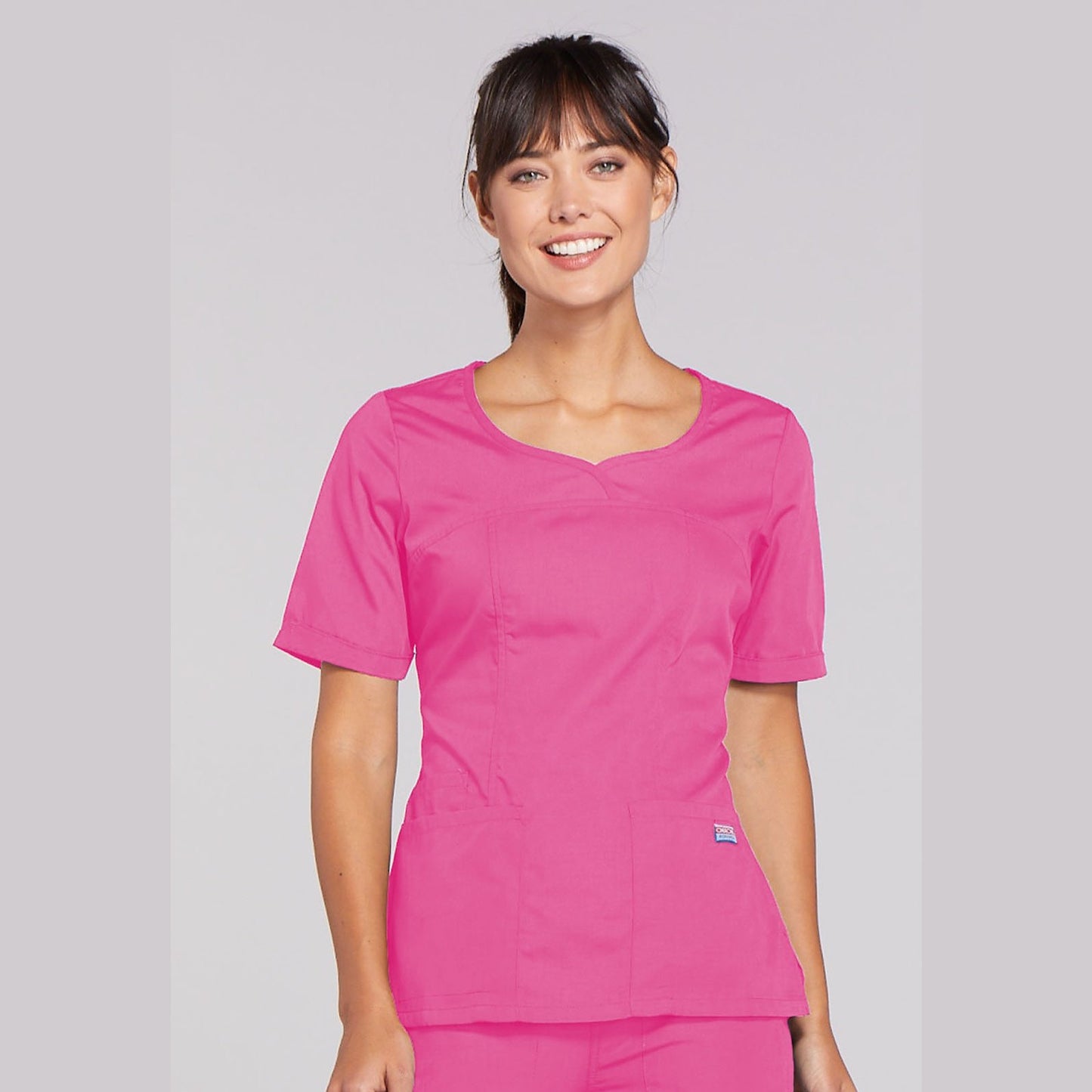 Cherokee WorkWear Women's Novelty V-Neck Scrub Top Scrubs Cherokee XS Shocking Pink