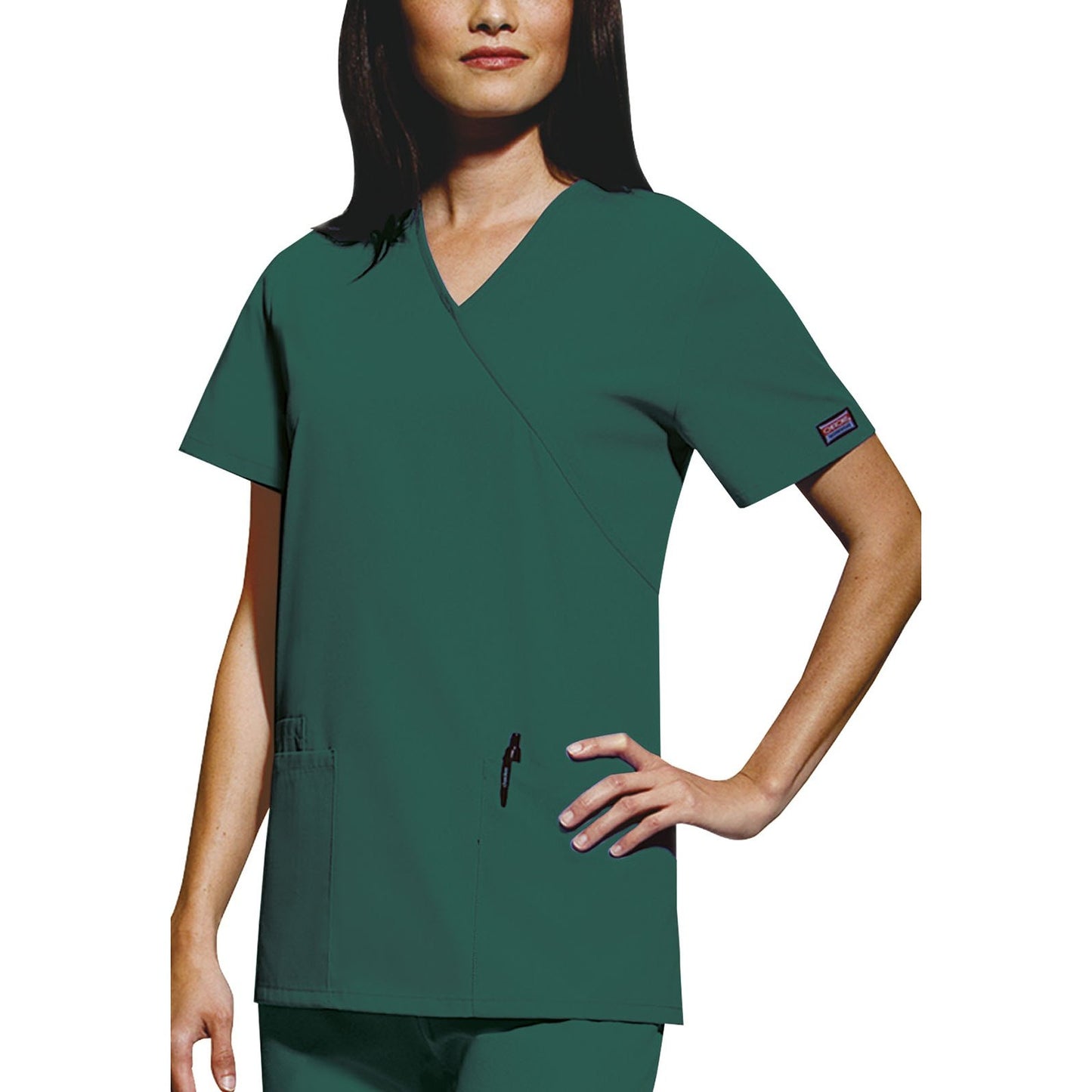 Cherokee WorkWear Women's Mock Wrap Tunic Scrub Top Scrubs Cherokee 5XL Hunter 