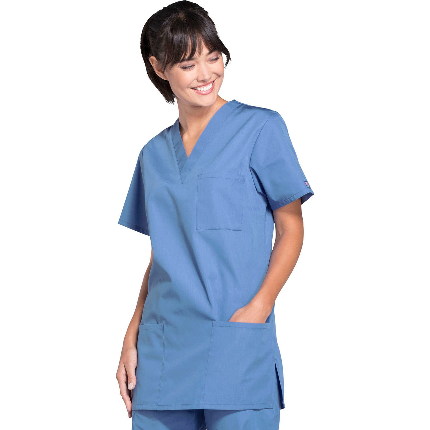 Cherokee WorkWear Unisex V-Neck Scrub Top Scrubs Cherokee XS Ceil Blue 