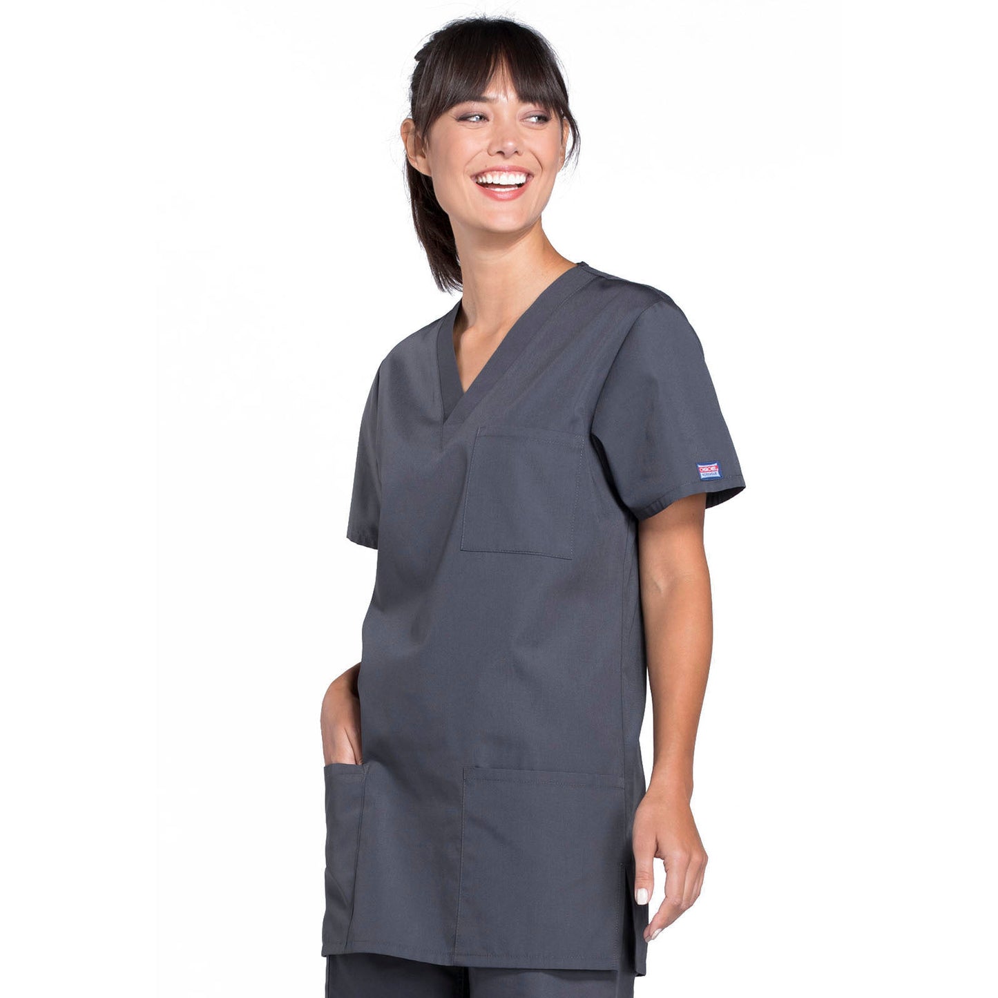 Cherokee WorkWear Unisex V-Neck Scrub Top Scrubs Cherokee XS Pewter 